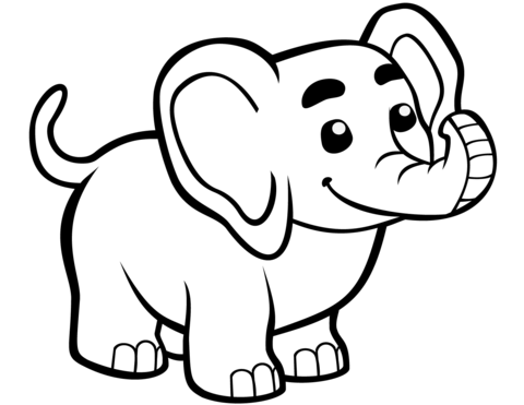 Cute Baby Elephant Coloring Page